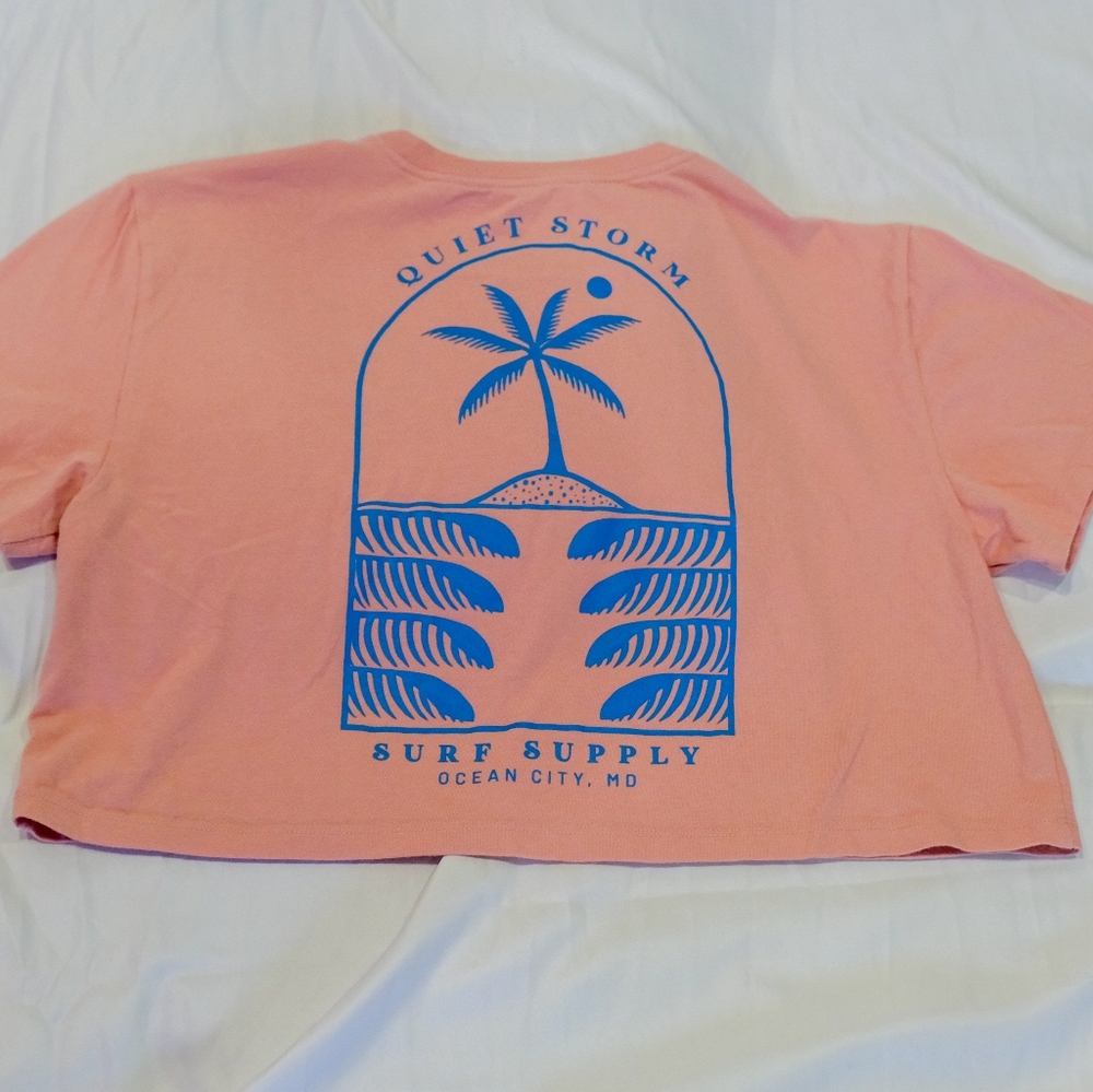 Quite Storm Surf Supply Vintage Pink Crop Top Medium Ocean City Maryland